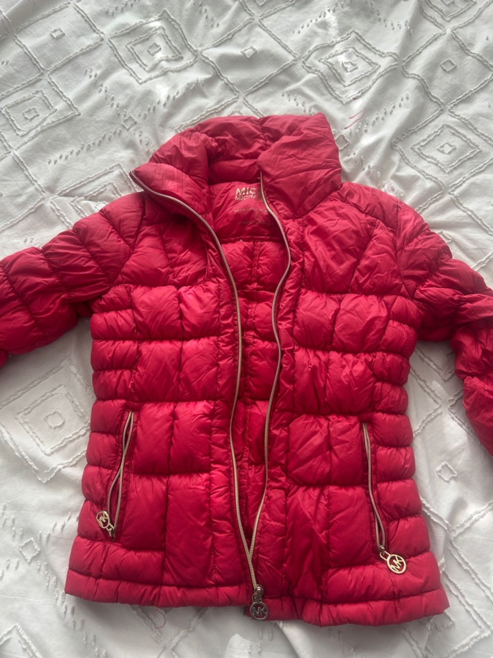 MICHAEL Michael Kors Bright Red Quilted Puffer Jacket